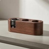 Silicone Pads Wooden Portafilter Stand Natural Wood Grain Portafilter Holder Stand Single-Piece Espresso Tool Organizer Compact