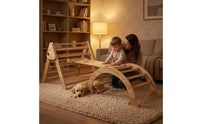 Indoor Pikler Triangle Natural Wood Wooden Climbing Triangle Arched Section Foldable Climbing Frame Polished Surface