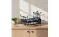 Dollhouse Double Bed Textile Miniature Bed with Mattress Striped Dollhouse Bedding for Collectors