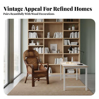 Natural Aesthetic Highspine Rattan Chair Supportive spinerest Woven Rattan Armchair craftsman-made Design Indoor Seating Wide Seat for Seniors, Homeowners, Interior Designers, Living Room, Bedroom, Sunroom, Balcony
