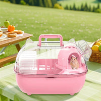 Hamster Carrier Travel Cage with Handle, Modern Style Rectangular Villa, Portable Outdoor Container for Small Pets and Short Trips