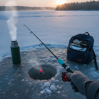 Ultralight Carbon Ice Fishing Rod with Reel, Short Portable Winter Raft Fishing Pole