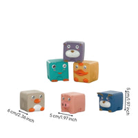 6 Pieces Textured Stacking Blocks with Bag Educational Soft Blocks Safe Building Block Set Bendable for Babies, Infants, Playroom, Bath