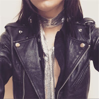 Fashion Sequin Scarf Necklace for Women, Versatile Nightclub Style Metal Sequin Bib Necklace