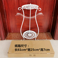 European Style Wrought Iron 2-Tier Plant Stand for Balcony Garden Indoor Outdoor