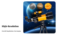 Large Opening 70mm Beginner Tele Erect Image Astronomical Tele with Tripod Ideal Gift Portable Stargazing Easy to Assemble for Beginners, Amateur Astronomers, Moon Watching, Educational Purposes, Backyard, Nature Viewing