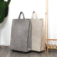 Paisilon Thickened Cotton Linen Travel Luggage Bag with Wheels - Large Capacity Foldable Duffle for Business Trips
