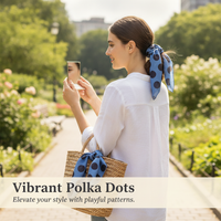 Polka Dot Silk Blend Scarf for Women, Lightweight Breathable Square Neck Scarf