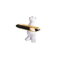 Matte White Arctic Bear Figurine Tray Small Item Holder Bear Figurine Tray Decorative