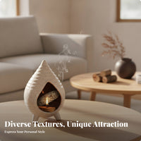 Teardrop Scent Dish Three-Legged Base Ribbed Scent Holder Ceramic for Smudging