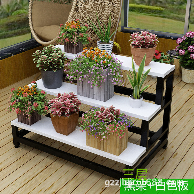 Modern Multi-Tier Trapezoid Plant Stand for Indoor Balcony and Flower Shop Display
