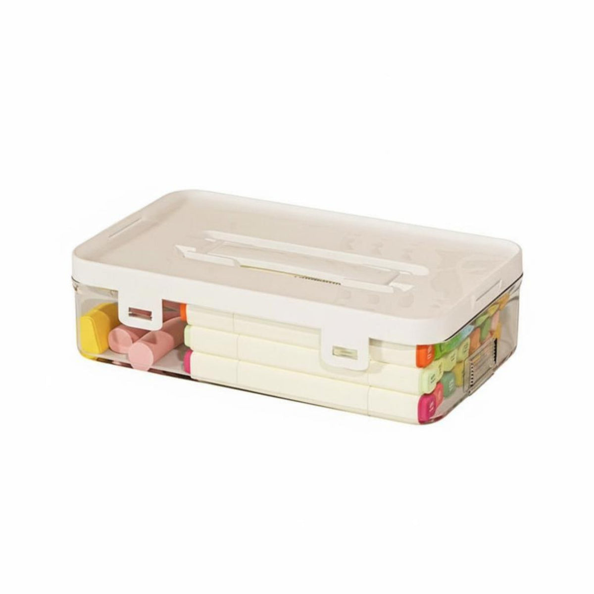 Stackable Pen Case Transparent Design Stackable Latch Box Large Capacity