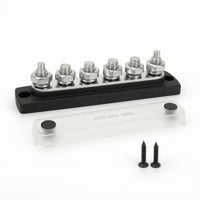 6 Terminal Bus Bar Heavy-Duty Bus Bar with Cover Compact for Marine, Automotive
