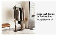 Space Saving Complimentary Standing Valet Stand Minimalist Design Clothing Rack Large Capacity Home Furniture Stable Base for Homeowners, Renters, Adults, Entryway, Living Room, Apartment, Walk-in Closet