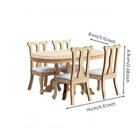 5 Pieces Dollhouse Dining Table and Chairs Ready to Use Dollhouse Dining Set Wood Miniature-Home Decor