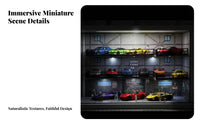 1:64 Scale Display Case Parking Garage Display Two Level Parking Model Industrial Style Dustproof Acrylic Door