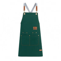 Large Front Pocket Cross-Back Apron Long Work Apron Leather-Look Strap Tabs Workwear Adjustable for Kitchen, Gardening, Service