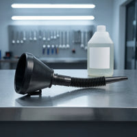 2 Pieces Quick Pouring Fuel Funnel with Extended Outlet Plastic Funnel with Handle Sturdy Funnels Lightweight for Mechanics, Garage, Workshop