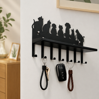 Metal Key Holder Anthracite, Key Board with Storage and 7 Hooks, Modern Carbon Steel Key Board for Entryway