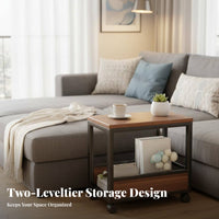 Movable Design Mobile Side Table with Wheels Multi-Tier Storage Stand Versatile Household Furniture Sturdy Construction for Apartment Dwellers, Office Workers, Living Room, Bedroom, Balcony, Small Areas