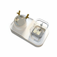 Dual Use 2-in-1 Pet Feeder Easy to Clean Water Fountain Bowl Large Capacity Feline Water Dispenser Visible Level for Cats, Small Dogs