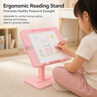 Desktop Book Stand, Height Adjustable Book Holder with Page Clips, H-Shaped Cookbook Stand for Students, Anti-Myopia Posture