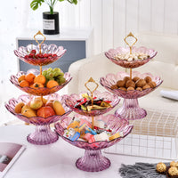 Creative Transparent Multi-layer Fruit Plate Living Room Plastic Fruit Basket European Style Home Coffee Table Desktop Candy Dried Fruit Storage Tray