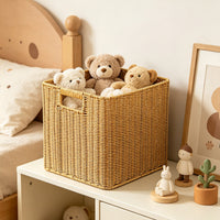 European Style PP Woven Storage Basket with Cutout Handles