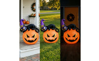 Outdoor Inflatable Black Cat and Pumpkin Bright Inflatable Cat with Pumpkin Oversized Jack-O'-Lantern Decoration Lighted for Yard