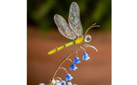 Dragonfly Garden Stake with Flower Charms Iridescent Dragonfly Planter Pot Stake Decorative for Planters