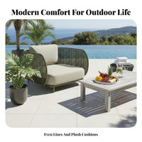 Woven Rope Armchair Weather-Resistant Rope Weave Armchair sturdy Construction exteriordoor Furniture for Homeowners, Adults, Balcony, Courtyard, waterside