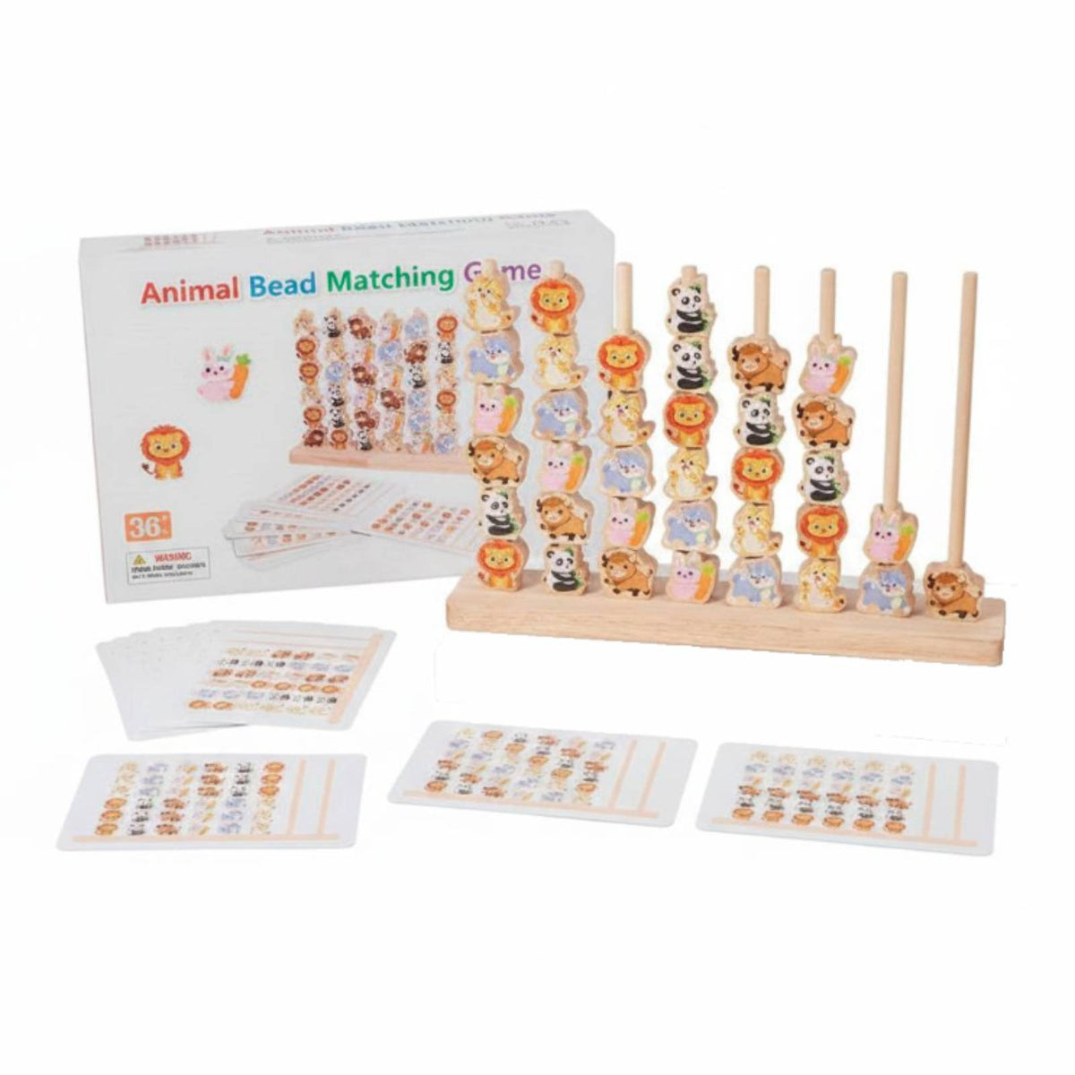 Parent-Child Play Creature Bead Matching Game Educational Child-Centered Wooden Bead Game Early Cognitive Development Wooden Color Matching Toy Fine Movement Skills for Children, Toddlers