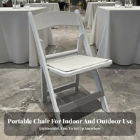 Foldable Design Padded Plastic Folding Chair Thickened Frame White Plastic Folding Chair Easy to Clean Lightweight for Party Hosts, Homeowners, Businesses, Weddings, Banquets, Conferences, Events