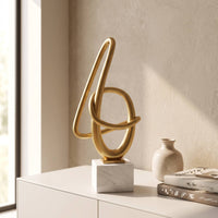 Intertwined Loop Ornament Abstract Sculpture with Base Modern Table Ornament for Bookshelf