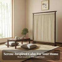 Zen Aesthetic Single-Panel Standing Screen Minimalist Design Room Divider Sturdy Frame Home Furnishing Opaque Textile for Tea Ceremony Enthusiasts, Meditation Practitioners, Bedroom, Entrance Hall, Studio Apartment, Restaurant