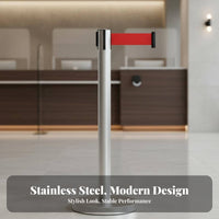 Retractable Belt Stanchion Heavy-Duty Base Stainless Steel Crowd Control Post Sturdy Construction Queue Line Barrier Post for Banks, Airports, Venues