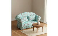 1:12 Scale Floral Loveseat Includes 2 Pillows Dollhouse Two-Seater Sofa Handmade Small Floral Pattern Sofa for Collectors, Hobbyists