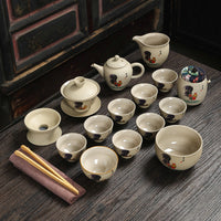 Japanese Style Kung Fu Tea Set with Ceramic Teapot, Cups, and Tray for Home or Office