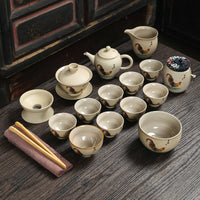 Japanese Style Kung Fu Tea Set with Ceramic Teapot, Cups, and Tray for Home or Office