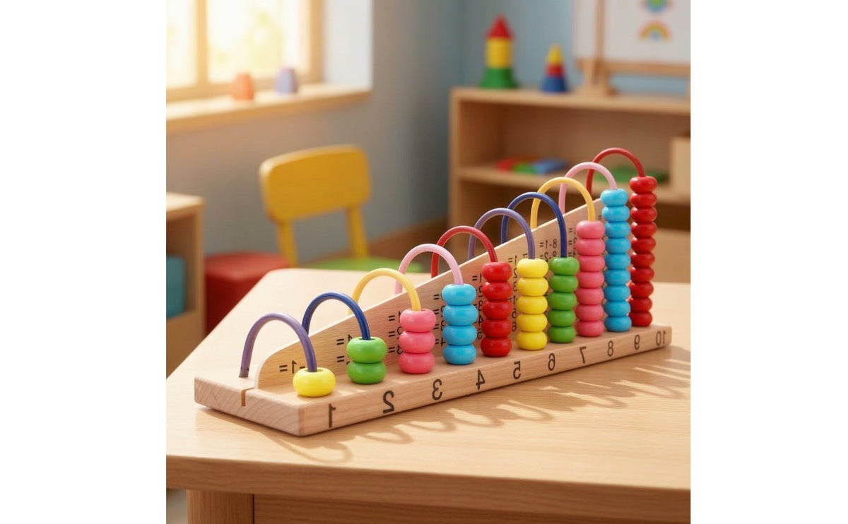 Wooden Abacus Educational Counting Frame Hands-on Abacus with Wire Rows for Preschoolers, Young Children, Homeschool, Classroom