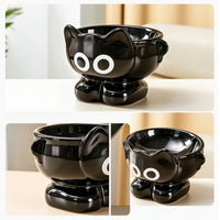 Glossy Cat Bowl with Pedestal Compact Ceramic Cat Bowl Stable Pet Feeder Dishes Sturdy for Cats, Small Dogs, Feeding Station, Kitchen
