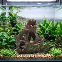 Realistic Driftwood Aquarium Cave and Tree Trunk, Sinkable Aquarium Ornaments for Fish and Bark Hiding Spot