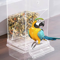 Automatic birds Feeder Water Resistant Automatic Parrot Feeder Reduces Waste Cage Food Container for Parrots, Cockatiels, Indoor