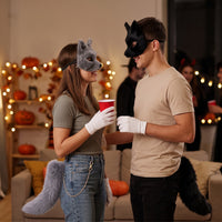 Fox Cat Face Mask and Tail Set for Halloween Parties and Stage Performances