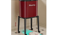 Slim Trash Bin with Wheels Mobile Lidded Trash Can Compact Waste Bin with Lid Secure for Kitchen