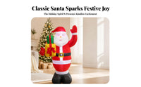 Self-Inflating Blower Standing Santa Inflatable Black Base Inflatable Santa Saint Nick Bearded Holiday Decor Festive for Outdoor, Lawn