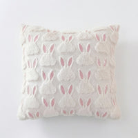 Easter Throw Pillow 3D Textured Tufted Design Cuddly Bunny Pillow Cover Luxury Soft Easter Decorative Pillow Cover for Kids, Women, Bedroom, Sofa