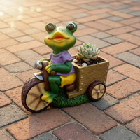 Frog Statue with Planter Outdoor Frog Planter Whimsical Ornaments for Gardeners, Patio, Balcony