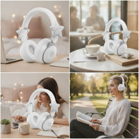 Star Headphone Attachment Playful Headphone Attachment with Polka Dots Accessory Soft Padded for Streamers, Gaming Setup