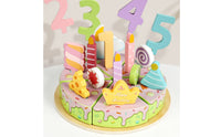 Pastel Wooden Birthday Cake Toy Learning Birthday Cake Play Food Set Safe Sturdy for Preschool